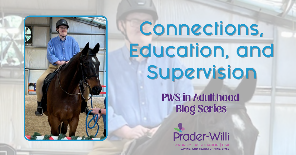 Adult with Prader-Willi syndrome on horseback