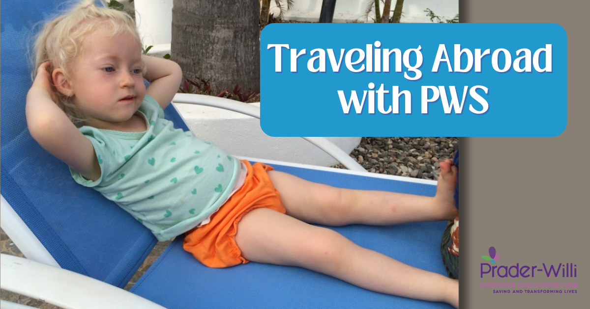 Photo of toddler with Prader-Willi syndrome lounging on a chair on Mexico